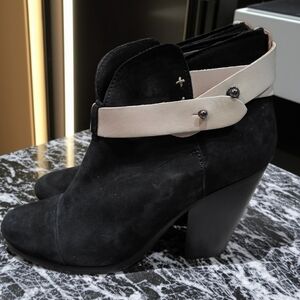 Rag & Bone Harrow Black & White Suede Ankle Boots